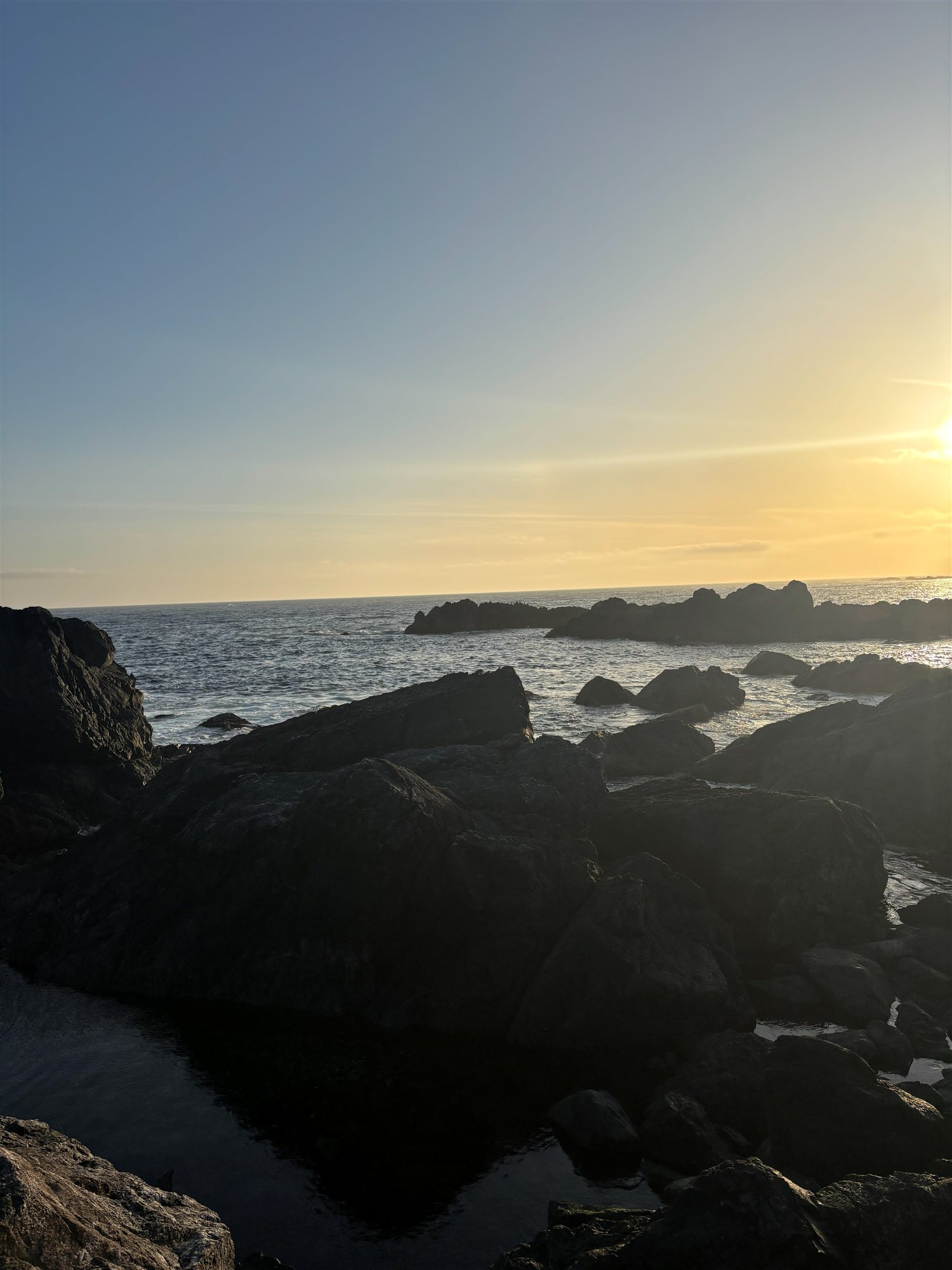 Sunset over the rocks on Vancouver Island's West Coast